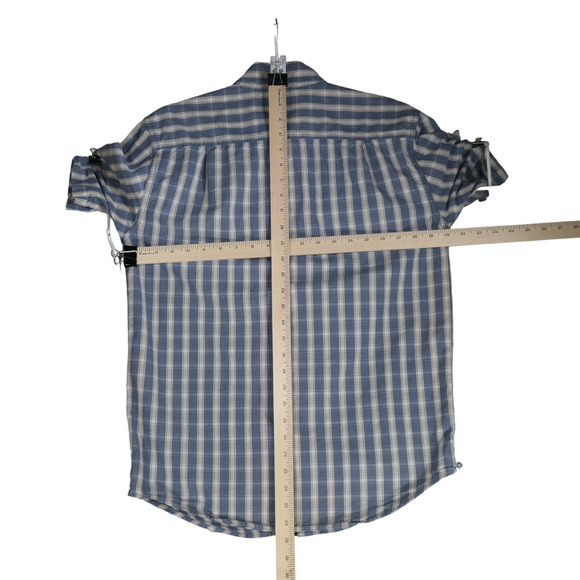 Carhartt Button Down Shirt Men Small Blue Plaid Loose Fit Cotton Flap Pockets - Picture 16 of 16